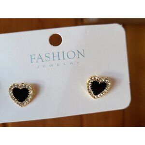 Black Heart Shape Earrings Studs Small Womens Valentines Wedding Jewelry Gift